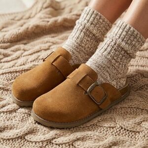 CUSHIONAIRE Women's Blain Genuine Suede Slip-On Clogs with + Memory Foam